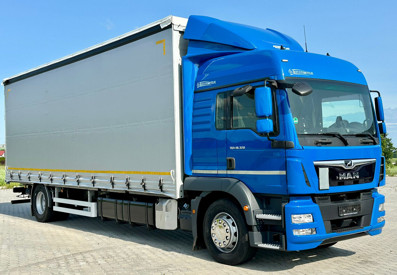 MAN TGM 18.320 / FIRANKA / 20 EUROPALET / 8.3 M DŁUGOŚCI / AUTOMAT / SYPIALKA / 2018 ROK / 9 809 KG ŁADOWNOŚCI - Camion à rideaux coulissants: photos 1 MAN TGM 18.320 / FIRANKA / 20 EUROPALET / 8.3 M DŁUGOŚCI / AUTOMAT / SYPIALKA / 2018 ROK / 9 809 KG ŁADOWNOŚCI - Camion à rideaux coulissants: photos 1