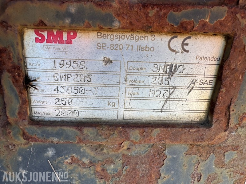 2000 SMP graveskuffe med tenner. S50 feste, 285 liter - Accessoire pour Engins de chantier: photos 4 2000 SMP graveskuffe med tenner. S50 feste, 285 liter - Accessoire pour Engins de chantier: photos 4