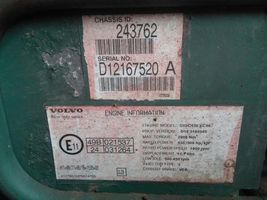 Volvo D12C Volvo FH 12 - Moteur pour Camion: photos 4 Volvo D12C Volvo FH 12 - Moteur pour Camion: photos 4