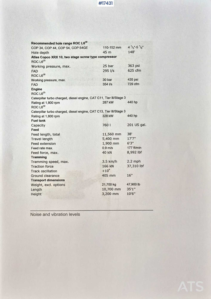 Atlas Copco ROC L6/25 drill rig (2011) - Foreuse: photos 4 Atlas Copco ROC L6/25 drill rig (2011) - Foreuse: photos 4