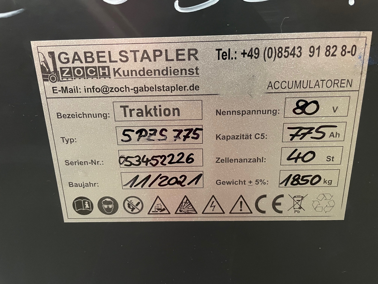 80 Volt I 5 PZS 775 - Accumulateur pour Chariot élévateur: photos 2 80 Volt I 5 PZS 775 - Accumulateur pour Chariot élévateur: photos 2