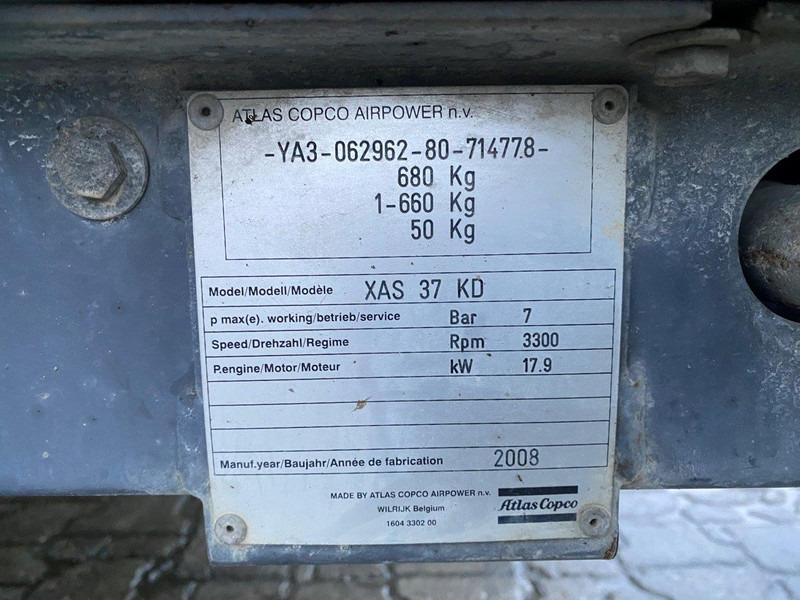 Atlas-Copco XAS 37 kd NVT - Compresseur d'air: photos 5 Atlas-Copco XAS 37 kd NVT - Compresseur d'air: photos 5