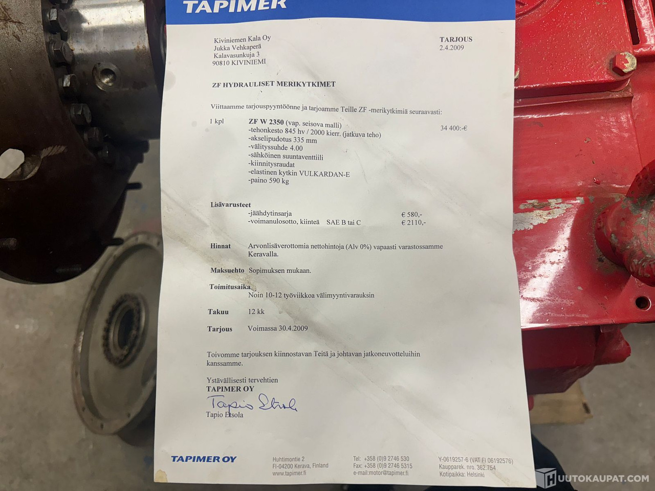 Merikytkin ZF W 2350 hydraulinen. UUSI käyttämätön., 2009, Oulu - Autre matériel: photos 3 Merikytkin ZF W 2350 hydraulinen. UUSI käyttämätön., 2009, Oulu - Autre matériel: photos 3