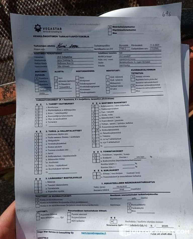 JLG 1200 SJP, Boom lift, 7,320 h, 2003, Hyvinkää - Nacelle télescopique: photos 3 JLG 1200 SJP, Boom lift, 7,320 h, 2003, Hyvinkää - Nacelle télescopique: photos 3