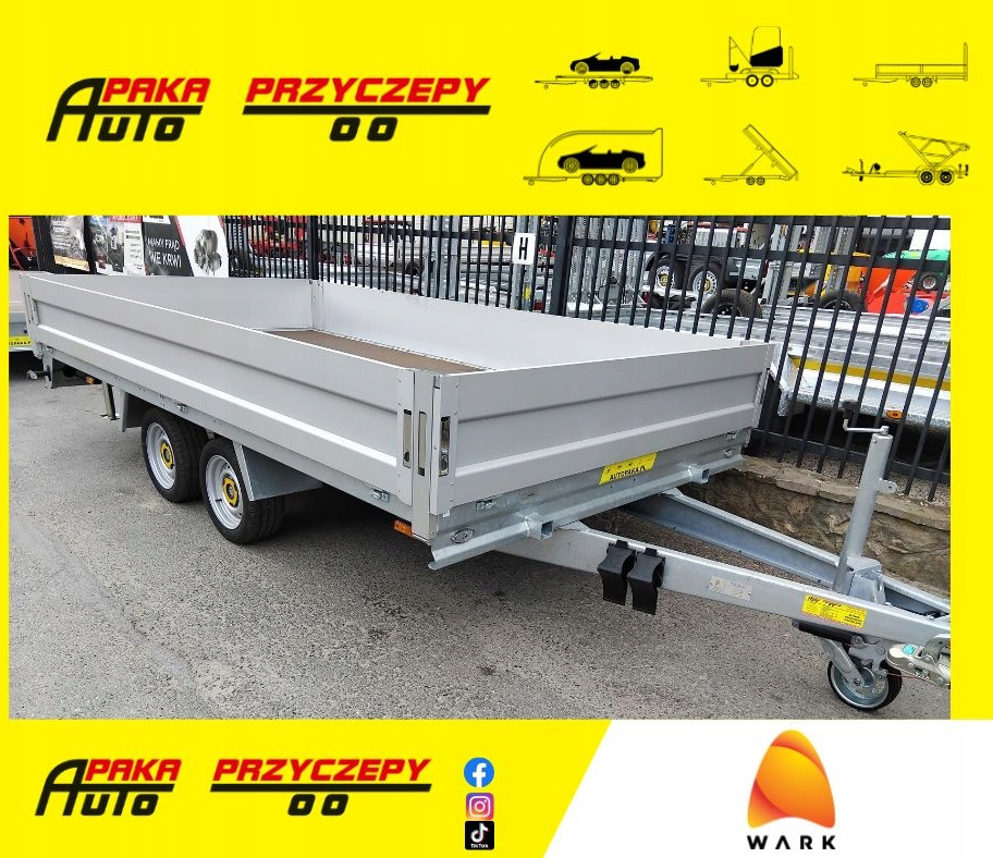 Platforma przyczepa 4x2 WARK dmc 2700 + burty / Platform trailer 4x2 WARK GVW 2700 + sides - Remorque plateau: photos 1 Platforma przyczepa 4x2 WARK dmc 2700 + burty / Platform trailer 4x2 WARK GVW 2700 + sides - Remorque plateau: photos 1