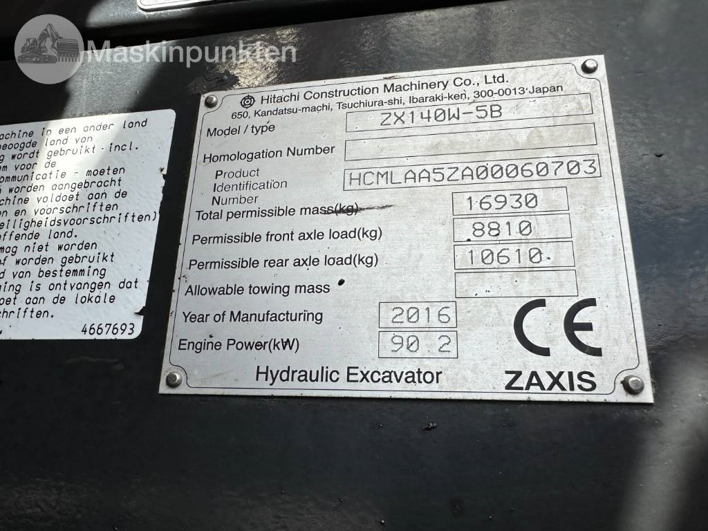 Hitachi ZX 140 W-5B  — crédit-bail Hitachi ZX 140 W-5B: photos 9