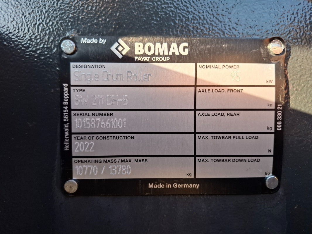 BOMAG DE BW 211 DH-5 Stage IV/TIER4f - Compacteur à pieds de mouton/ Monocylindre: photos 2 BOMAG DE BW 211 DH-5 Stage IV/TIER4f - Compacteur à pieds de mouton/ Monocylindre: photos 2