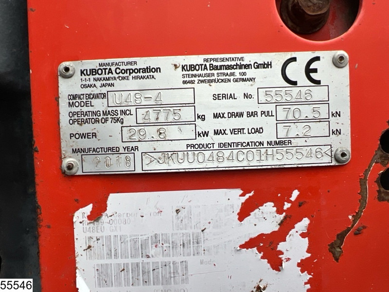 Kubota U 48 29,8KW, 1 bucket, 3681h - Mini pelle: photos 5 Kubota U 48 29,8KW, 1 bucket, 3681h - Mini pelle: photos 5