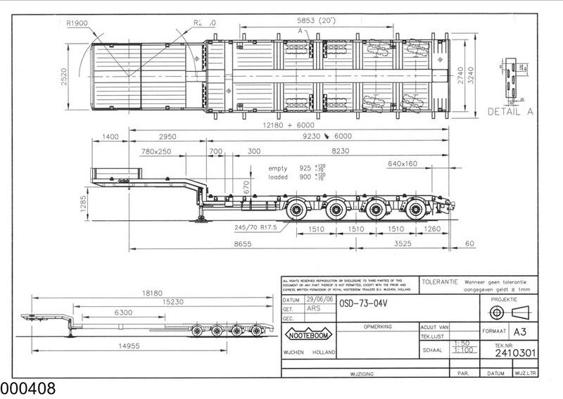 Nooteboom Lowbed 19.58 Meter, Extendable, Twistlocks, 82.750 KG - Semi-remorque surbaissé: photos 2 Nooteboom Lowbed 19.58 Meter, Extendable, Twistlocks, 82.750 KG - Semi-remorque surbaissé: photos 2