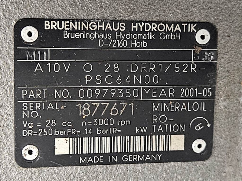 Hydraulique pour Engins de chantier neuf Brueninghaus Hydromatik A10VO28DFR1/52R-Load sensing pump: photos 7