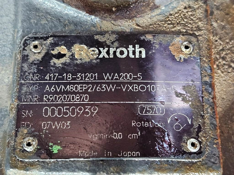 Komatsu WA200-5-Rexroth A6VM80EP2/63W-Drive motor/Rijmotor - Hydraulique pour Engins de chantier: photos 5 Komatsu WA200-5-Rexroth A6VM80EP2/63W-Drive motor/Rijmotor - Hydraulique pour Engins de chantier: photos 5