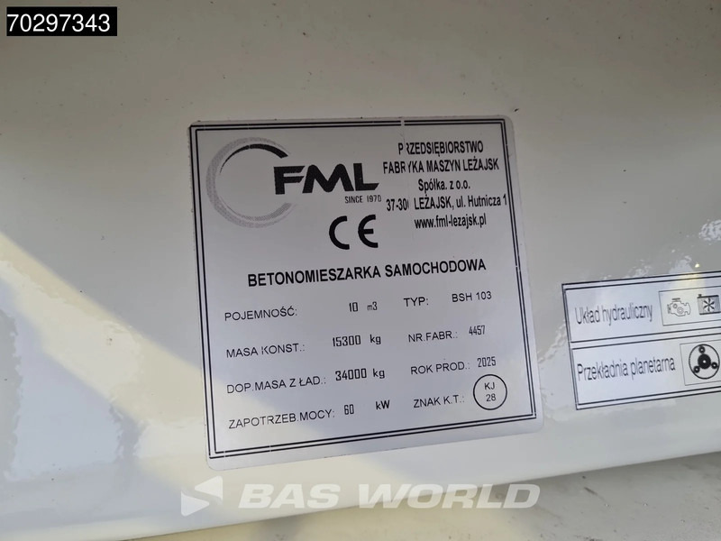 Camion malaxeur neuf Iveco T-WAY 410 8X4 NEW! 10M3 FML Mixer Full Steel Suspension Automatic Euro 6: photos 19 Camion malaxeur neuf Iveco T-WAY 410 8X4 NEW! 10M3 FML Mixer Full Steel Suspension Automatic Euro 6: photos 19