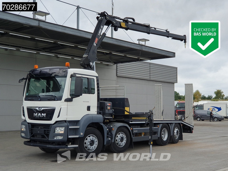 MAN TGS 35.360 8X2 HIAB X-Hiduo 158 BS-3 Crane Lift+lenkasche Machine transporter Euro 6 - Camion porte-voitures, Camion grue: photos 1 MAN TGS 35.360 8X2 HIAB X-Hiduo 158 BS-3 Crane Lift+lenkasche Machine transporter Euro 6 - Camion porte-voitures, Camion grue: photos 1