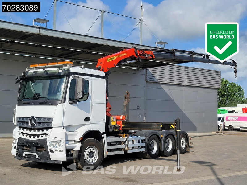Mercedes-Benz Arocs 3245 Actros 8X4 Palfinger PK22002 EH Crane 17tons hooklift Big-Axle Lift+Lenkachse Navi Euro 6 - Camion ampliroll, Camion grue: photos 1 Mercedes-Benz Arocs 3245 Actros 8X4 Palfinger PK22002 EH Crane 17tons hooklift Big-Axle Lift+Lenkachse Navi Euro 6 - Camion ampliroll, Camion grue: photos 1