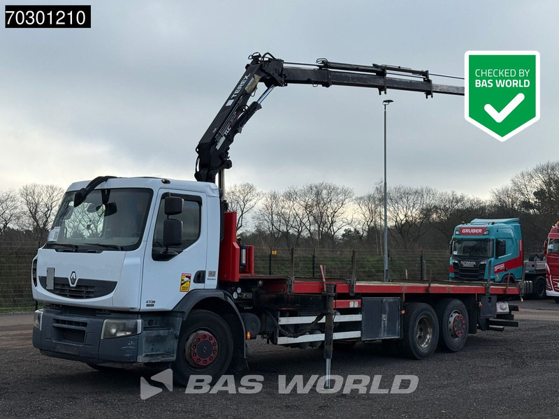 Renault Premium 410 6X2 Terex 120.2E - A3L Kran Crane Lift-Axle Manual Euro 5 - Camion plateau, Camion grue: photos 1 Renault Premium 410 6X2 Terex 120.2E - A3L Kran Crane Lift-Axle Manual Euro 5 - Camion plateau, Camion grue: photos 1