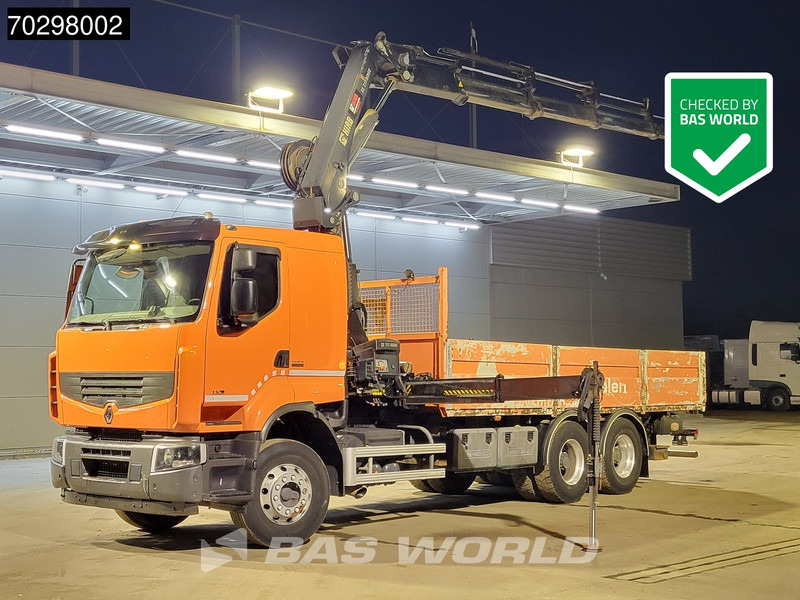 Renault Premium 430 Lander 6X4 211 EP-4 HIDUO Kran Crane Automatic Airco Euro 5 - Camion plateau, Camion grue: photos 1 Renault Premium 430 Lander 6X4 211 EP-4 HIDUO Kran Crane Automatic Airco Euro 5 - Camion plateau, Camion grue: photos 1