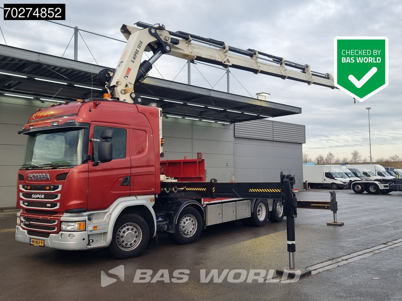 Scania G450 8X2 NL-Truck Hiab X-HIPRO 1058EP-6 Kran Front stab Retarder Euro 6 - Camion plateau, Camion grue: photos 1 Scania G450 8X2 NL-Truck Hiab X-HIPRO 1058EP-6 Kran Front stab Retarder Euro 6 - Camion plateau, Camion grue: photos 1