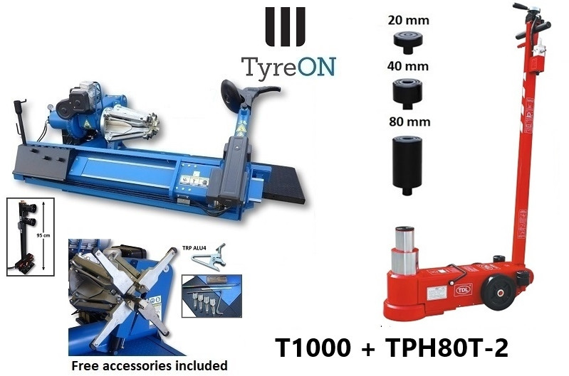 2-speed 56 Inch truck tyre changer + 80T 2-stage air hydraulic jack - Équipement de garage: photos 1 2-speed 56 Inch truck tyre changer + 80T 2-stage air hydraulic jack - Équipement de garage: photos 1