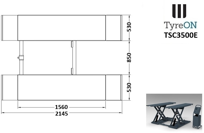 TSC3500E mobile midrise car scissor lift with electrical release - Capacity 3,5T - Lifting height 125 cm  - 230V - Graphite gray - Équipement de garage: photos 4 TSC3500E mobile midrise car scissor lift with electrical release - Capacity 3,5T - Lifting height 125 cm  - 230V - Graphite gray - Équipement de garage: photos 4