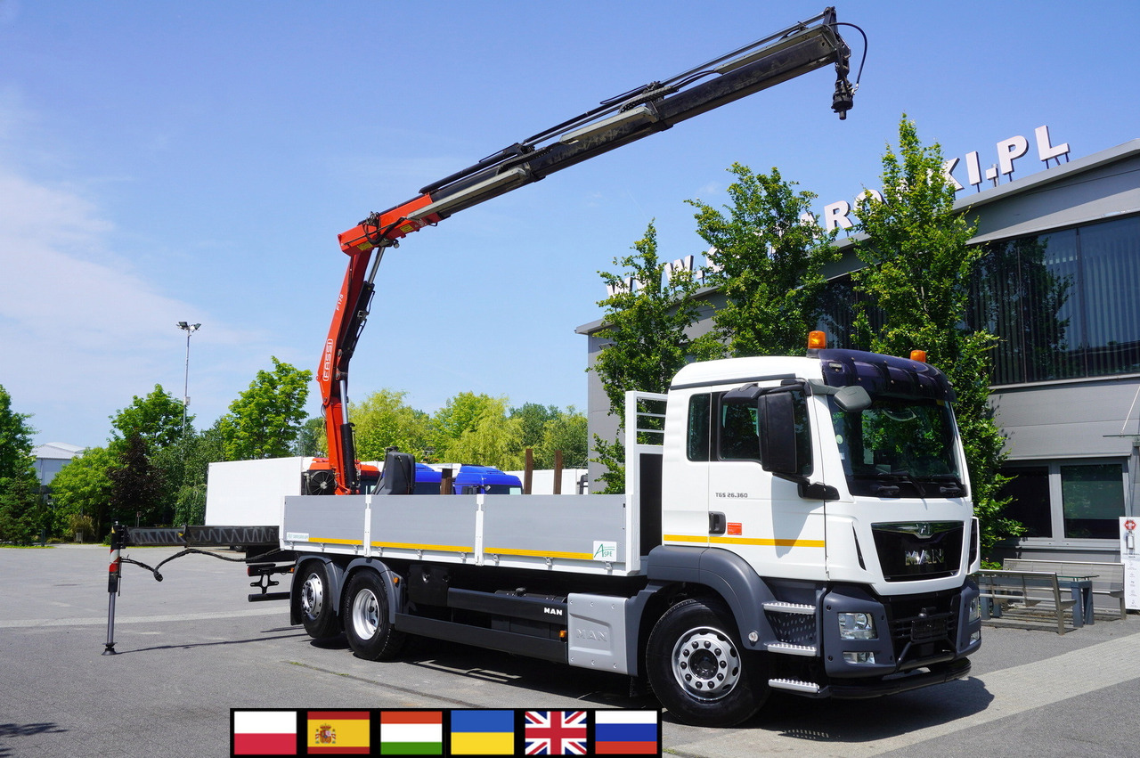 MAN TGS 26.360 Flatbed / Fassi F175 7.7 T / steered 3rd axle - Camion grue: photos 1 MAN TGS 26.360 Flatbed / Fassi F175 7.7 T / steered 3rd axle - Camion grue: photos 1