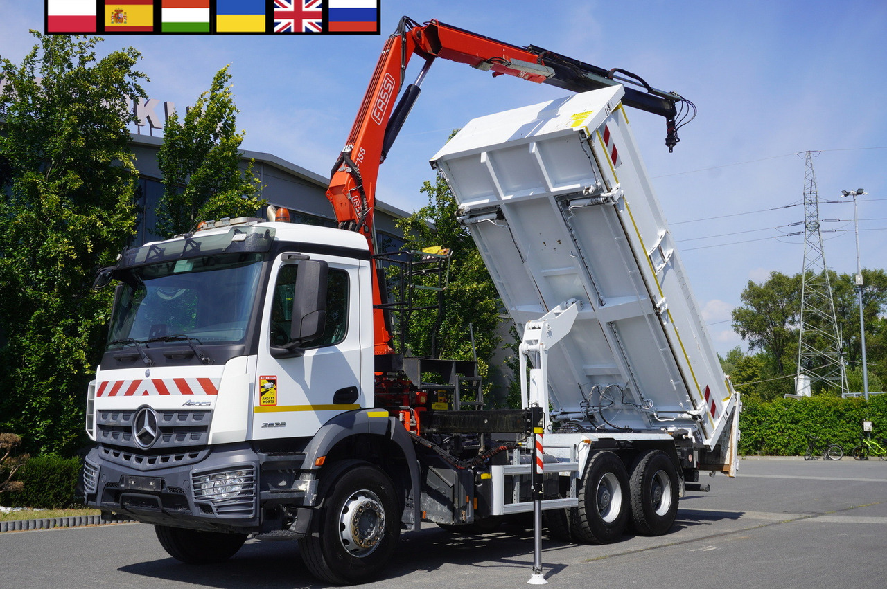 MERCEDES-BENZ AROCS 2636 / Fassi F155A.0.22 crane 6t / 120 tho. km / 3-sided dump truck / 2 x Bordmatic - Camion plateau, Camion grue: photos 1 MERCEDES-BENZ AROCS 2636 / Fassi F155A.0.22 crane 6t / 120 tho. km / 3-sided dump truck / 2 x Bordmatic - Camion plateau, Camion grue: photos 1