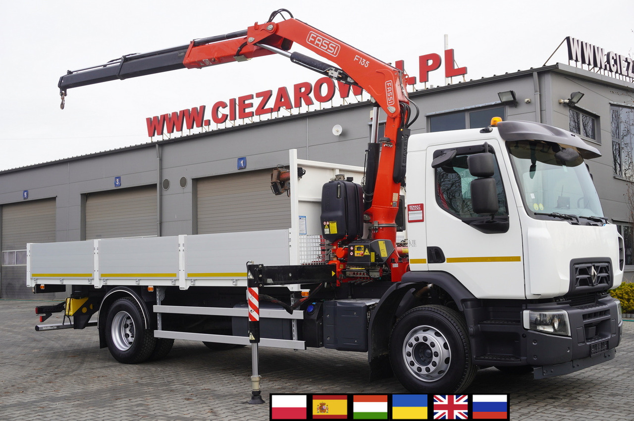 RENAULT C280 DTI 8 / FASSI crane 5.6 T / range 8 m / Flatbed 15 EPAL - Camion plateau, Camion grue: photos 1 RENAULT C280 DTI 8 / FASSI crane 5.6 T / range 8 m / Flatbed 15 EPAL - Camion plateau, Camion grue: photos 1