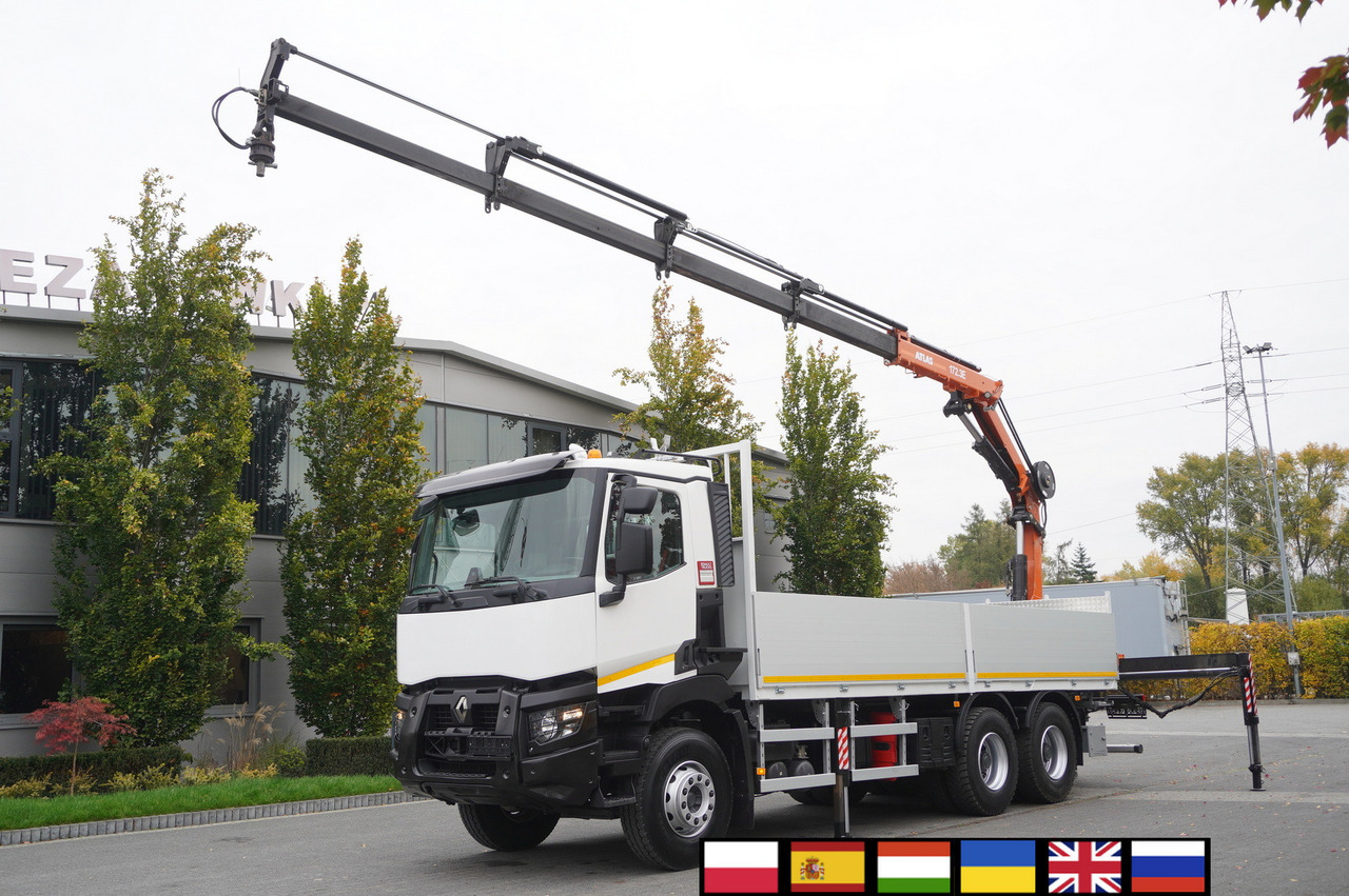 RENAULT C380 Comfort 6x4 / Atlas 172.3E crane / Range 12.3 m / capacity 6.1 t / Flatbed 17 EPAL - Camion grue: photos 1 RENAULT C380 Comfort 6x4 / Atlas 172.3E crane / Range 12.3 m / capacity 6.1 t / Flatbed 17 EPAL - Camion grue: photos 1