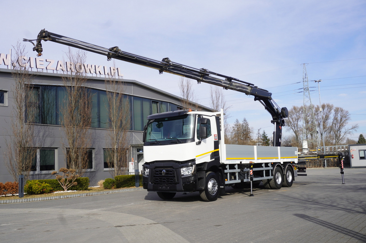 RENAULT C430 / HIAB 244 EP-5 HIDUO crane 8400 kg 15 m / Platform with stanchions - Camion grue: photos 1 RENAULT C430 / HIAB 244 EP-5 HIDUO crane 8400 kg 15 m / Platform with stanchions - Camion grue: photos 1