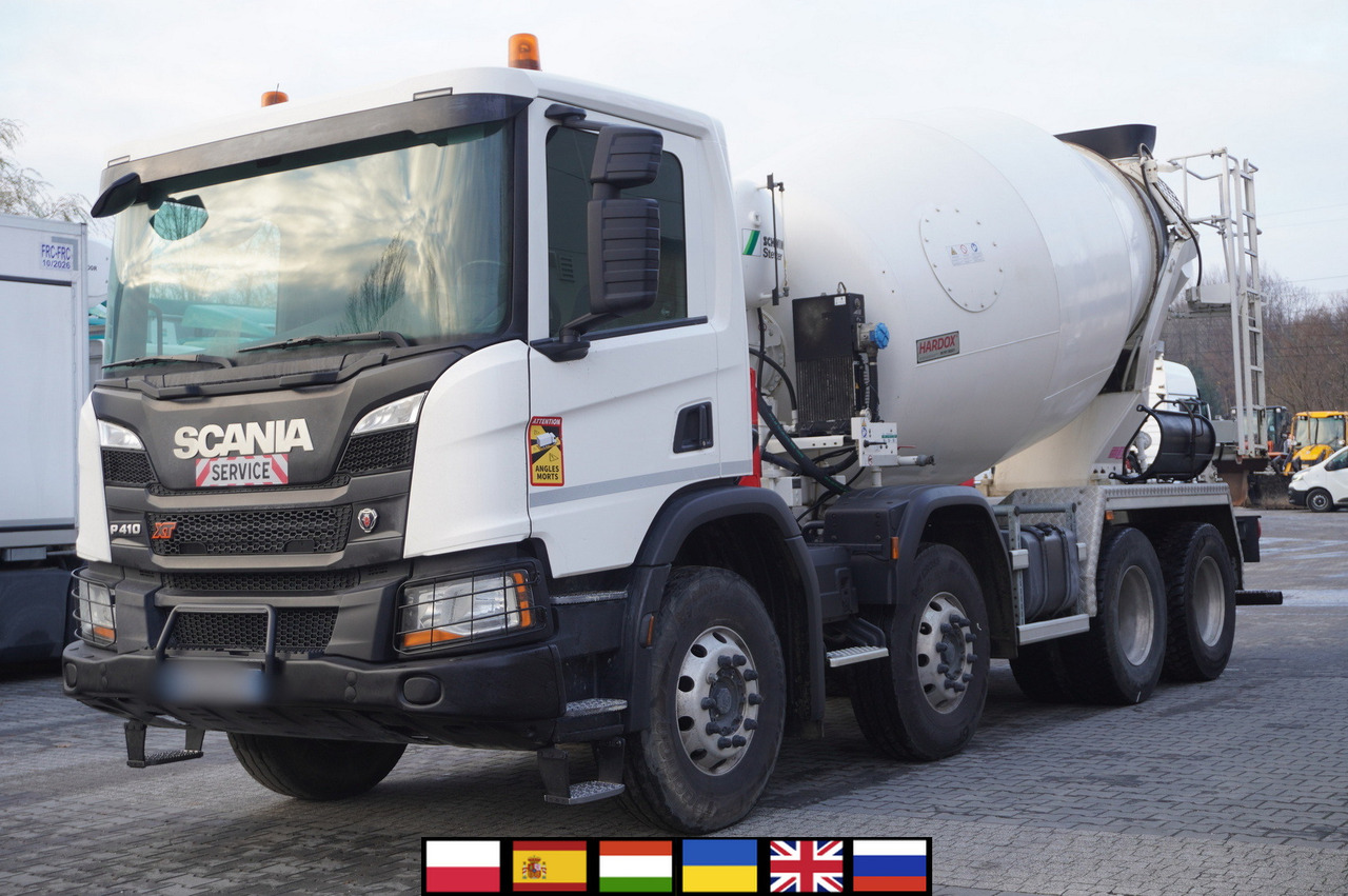 SCANIA P410 XT 8x4 / 80 tho. km!!! / SCHWING-STATTER AM 9 FHC 9 m3 concrete mixer - Camion malaxeur: photos 1 SCANIA P410 XT 8x4 / 80 tho. km!!! / SCHWING-STATTER AM 9 FHC 9 m3 concrete mixer - Camion malaxeur: photos 1
