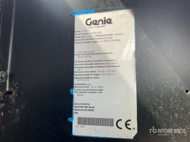 2008 Genie S125 Articulating Boom Lift - Nacelle articulée: photos 1 2008 Genie S125 Articulating Boom Lift - Nacelle articulée: photos 1