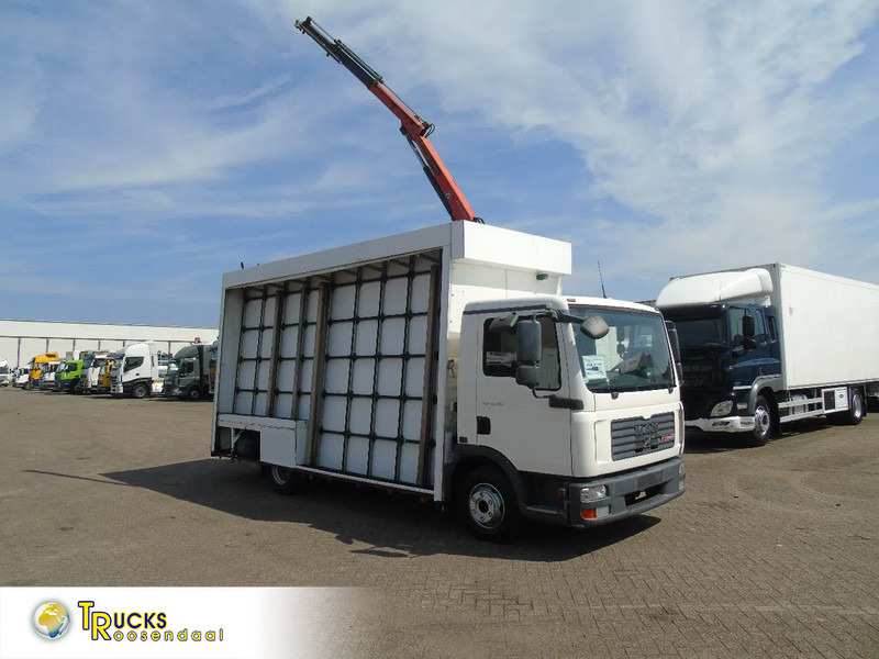 MAN TGL 8.180 + PALFINGER + GLASS TRUCK + MANUAL - Camion, Camion grue: photos 1 MAN TGL 8.180 + PALFINGER + GLASS TRUCK + MANUAL - Camion, Camion grue: photos 1