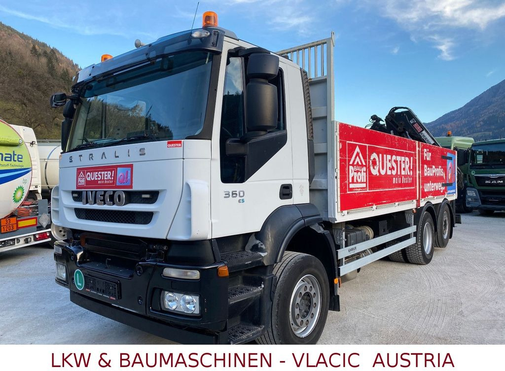 Iveco Stralis 360 Kran HIAB 166 4xHydr. Ladung 6,20m Iveco Stralis 360 Kran HIAB 166 4xHydr. Ladung 6,20m - Camion plateau, Camion grue: photos 1 Iveco Stralis 360 Kran HIAB 166 4xHydr. Ladung 6,20m Iveco Stralis 360 Kran HIAB 166 4xHydr. Ladung 6,20m - Camion plateau, Camion grue: photos 1