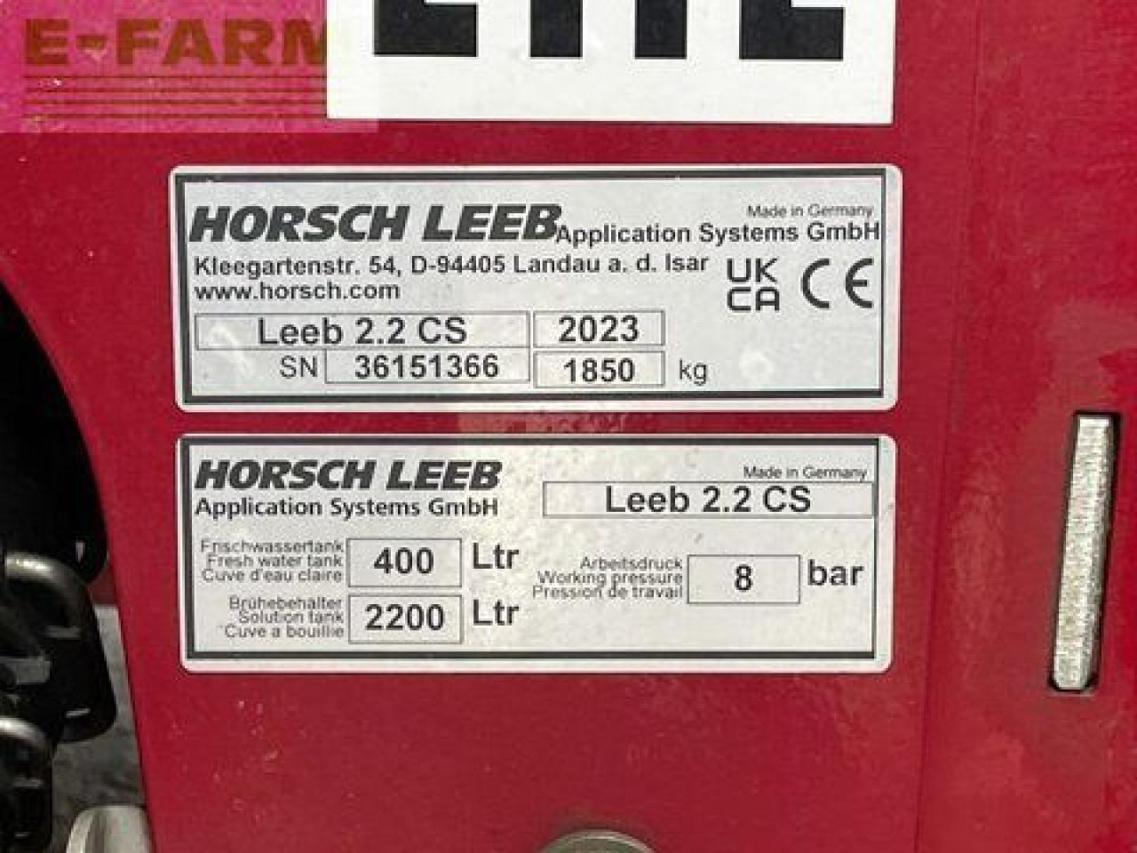 Pulvérisateur traîné Horsch 2.2 cs 27m: photos 17 Pulvérisateur traîné Horsch 2.2 cs 27m: photos 17