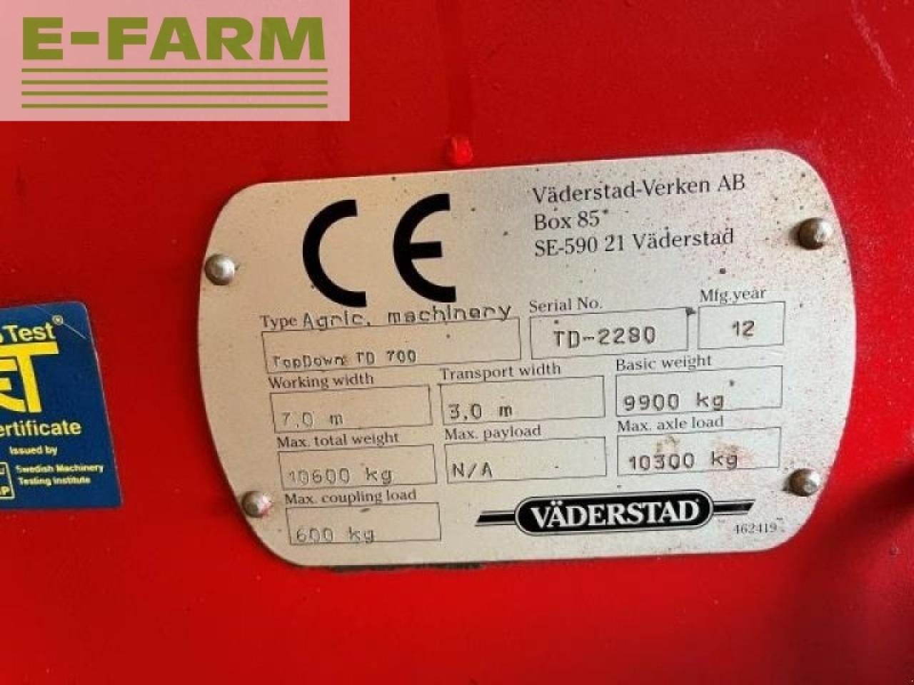 Väderstad topdown td700 - Bineuse: photos 4 Väderstad topdown td700 - Bineuse: photos 4