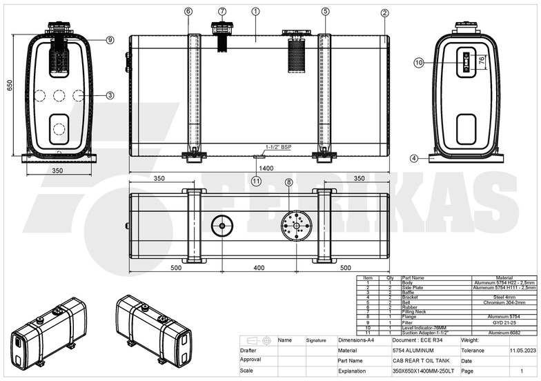 Réservoir hydraulique pour Camion neuf Hydraulic aluminum oil tank 250L: photos 10