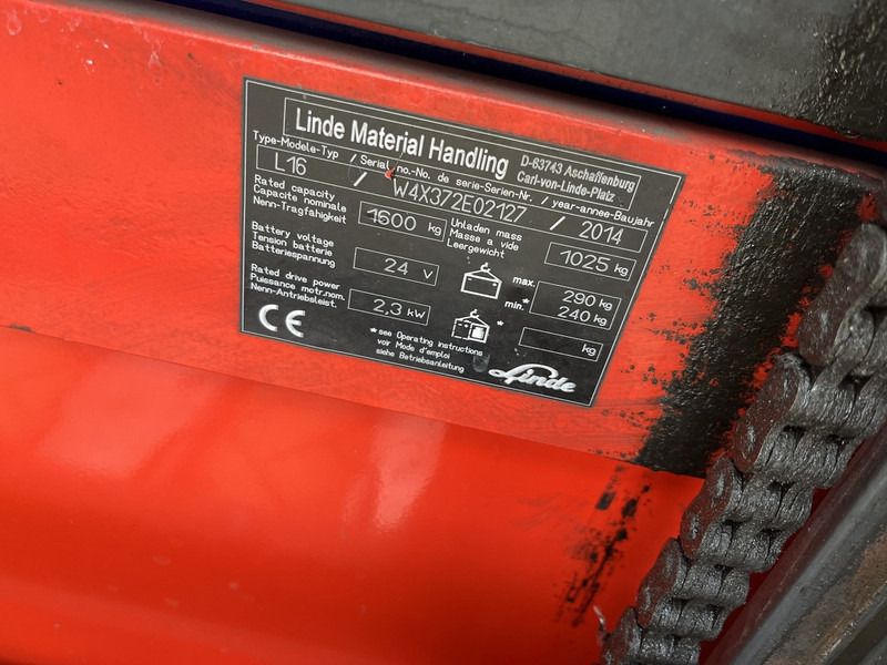 Linde stapelaar heftruck LINDE L16 duplo290cm 4200uur 2014 - Gerbeur: photos 4 Linde stapelaar heftruck LINDE L16 duplo290cm 4200uur 2014 - Gerbeur: photos 4
