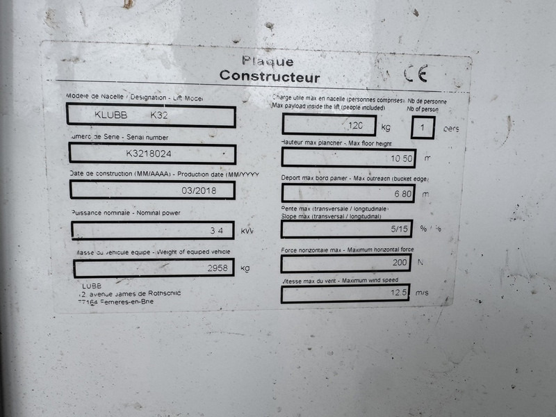 Camion avec nacelle Peugeot 2.0HDI 13mtr werkhoogte 2018: photos 15