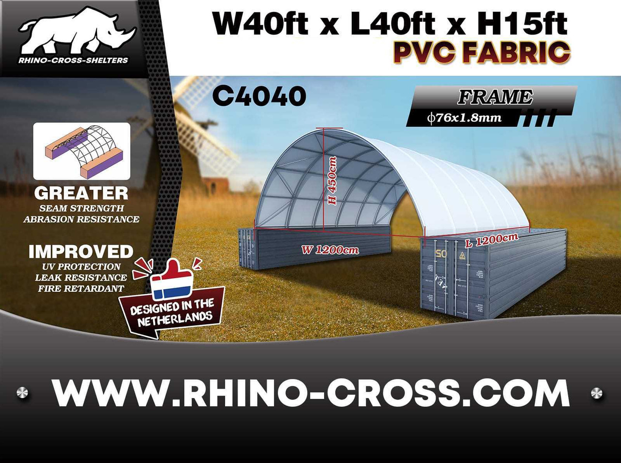 Rhino-Cross-Shelter C4040 - 12x12x4,5 m - Cuve de stockage: photos 1 Rhino-Cross-Shelter C4040 - 12x12x4,5 m - Cuve de stockage: photos 1