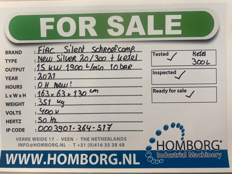 Fiac New Silver 20 / 300 Silent 15 kW 1900 L / min 10 Bar Elektrische Schroefcompressor met ketel - Compresseur d'air: photos 2 Fiac New Silver 20 / 300 Silent 15 kW 1900 L / min 10 Bar Elektrische Schroefcompressor met ketel - Compresseur d'air: photos 2
