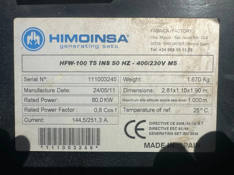 Himoinsa HFW 100 T5 Iveco Mecc Alte Spa 100 kVA Silent generatorset - Groupe électrogène: photos 5 Himoinsa HFW 100 T5 Iveco Mecc Alte Spa 100 kVA Silent generatorset - Groupe électrogène: photos 5