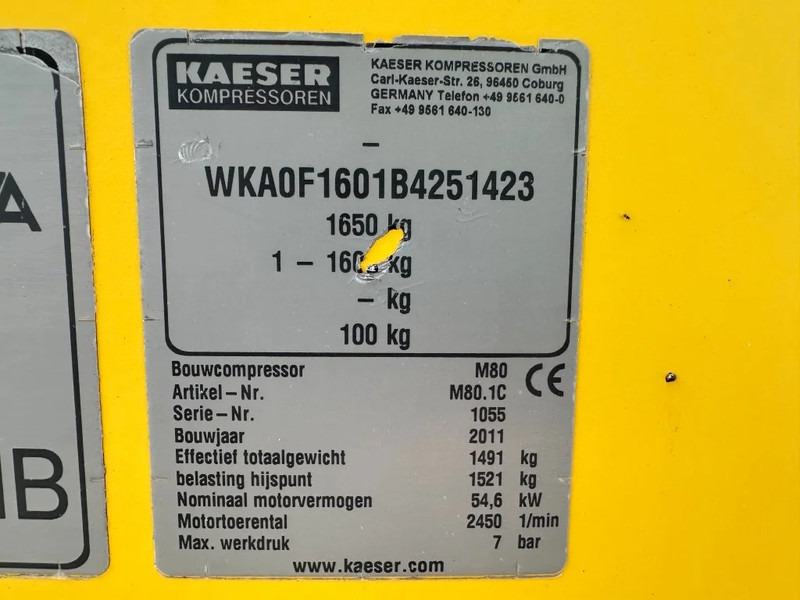 Kaeser M80 Kubota 8.1 m3 / min 7 Bar 55 kW Mobiele Silent Diesel Compressor - Compresseur d'air: photos 4 Kaeser M80 Kubota 8.1 m3 / min 7 Bar 55 kW Mobiele Silent Diesel Compressor - Compresseur d'air: photos 4