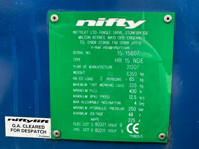 Niftylift HR 15 NDE Kubota Diesel Hybride Knikarm Hoogwerker 15.6 meter werkhoogte - Nacelle articulée: photos 3 Niftylift HR 15 NDE Kubota Diesel Hybride Knikarm Hoogwerker 15.6 meter werkhoogte - Nacelle articulée: photos 3