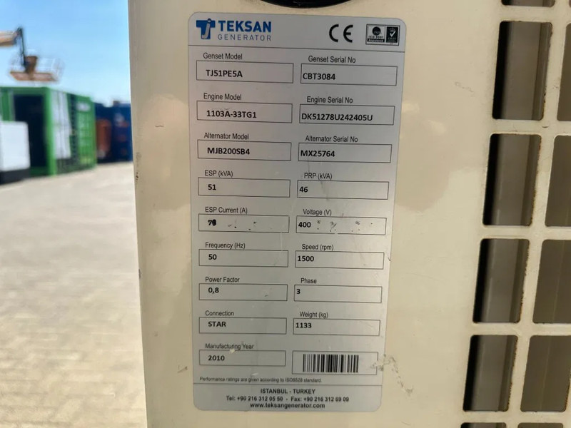 Perkins 1103A-33TG1 Marelli Teksan 51 kVA Silent generatorset 538 hours ! - Groupe électrogène: photos 4 Perkins 1103A-33TG1 Marelli Teksan 51 kVA Silent generatorset 538 hours ! - Groupe électrogène: photos 4