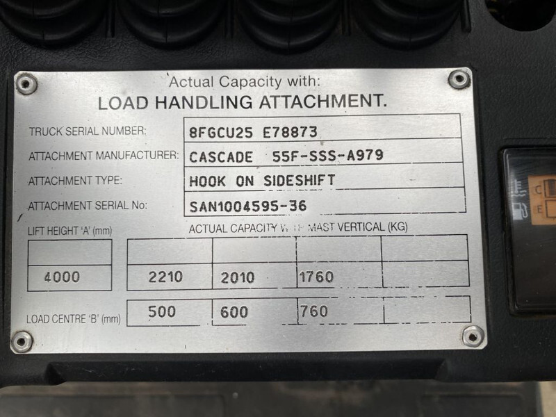 Chariot élévateur à gaz Toyota 8FGCU25 2.5 ton Duplex Sideshift LPG Heftruck: photos 13