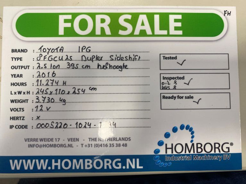 Chariot élévateur à gaz Toyota 8FGCU25 2.5 ton Duplex Sideshift LPG Heftruck: photos 19