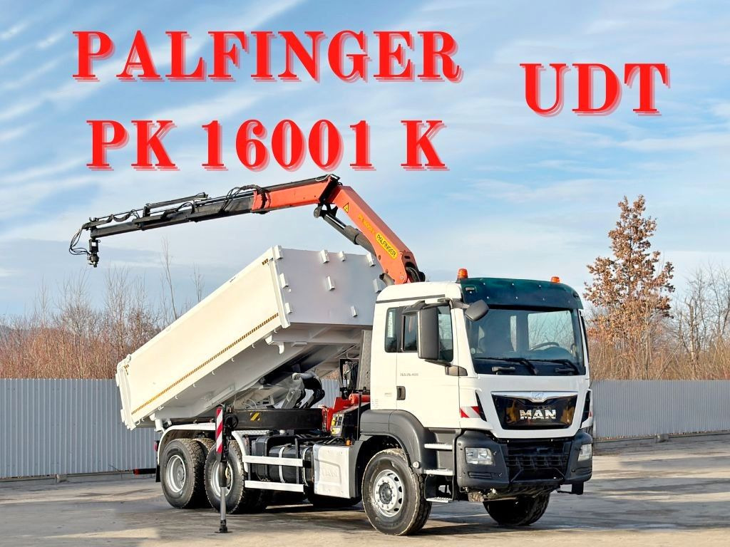 MAN TGS 26.400 * PALFINGER PK 16001 K + FUNK * 6x4 - Camion benne, Camion grue: photos 1 MAN TGS 26.400 * PALFINGER PK 16001 K + FUNK * 6x4 - Camion benne, Camion grue: photos 1