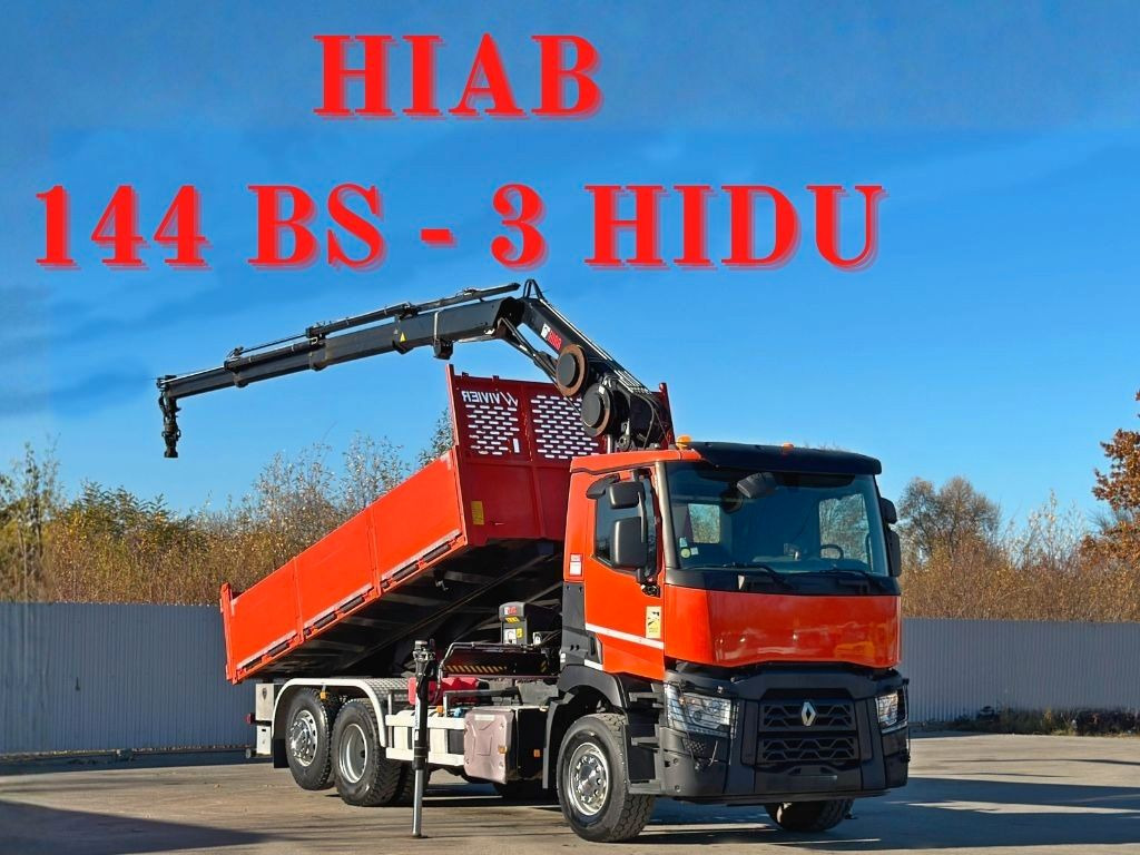 Renault C430 * HIAB 144 BS - 3 HIDUO+ FUNK/ 6x2 - Camion benne, Camion grue: photos 1 Renault C430 * HIAB 144 BS - 3 HIDUO+ FUNK/ 6x2 - Camion benne, Camion grue: photos 1