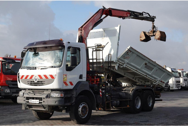 Renault KERAX 410 / 6x4 / WYWROTKA + HDS FASSI F150 / HYDROBURTA / BORDM - Camion benne, Camion grue: photos 1 Renault KERAX 410 / 6x4 / WYWROTKA + HDS FASSI F150 / HYDROBURTA / BORDM - Camion benne, Camion grue: photos 1