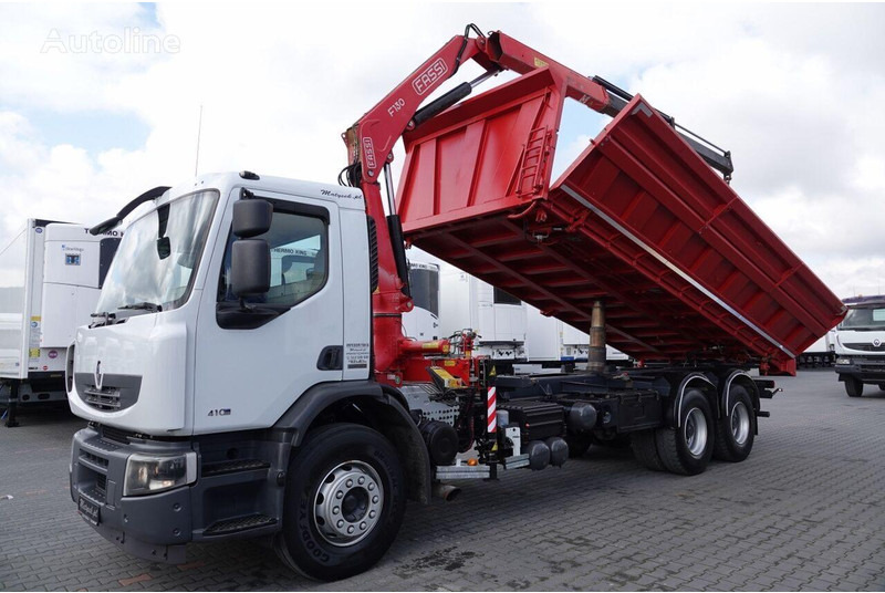 Renault LANDER 3 way tipper + crane FASSI 130 6x4 - Camion benne, Camion grue: photos 2 Renault LANDER 3 way tipper + crane FASSI 130 6x4 - Camion benne, Camion grue: photos 2