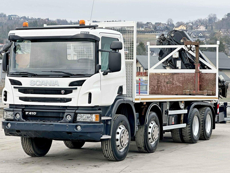 Scania P 410*PLATFORM 7,00m*HIAB 244 E-5 HIPRO+FUNK/8x4 - Camion plateau, Camion grue: photos 4 Scania P 410*PLATFORM 7,00m*HIAB 244 E-5 HIPRO+FUNK/8x4 - Camion plateau, Camion grue: photos 4